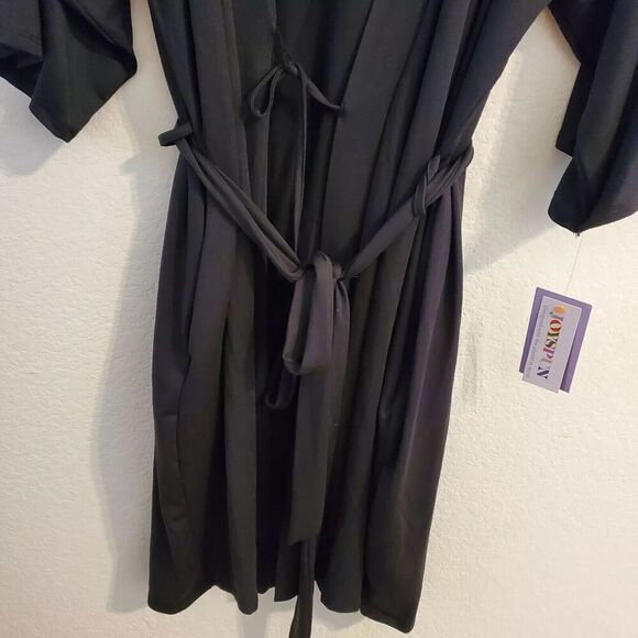 Joyspun Women's Black Soft Knit Robe With Pockets, Size (2X-3X) - Picture 6 of 10